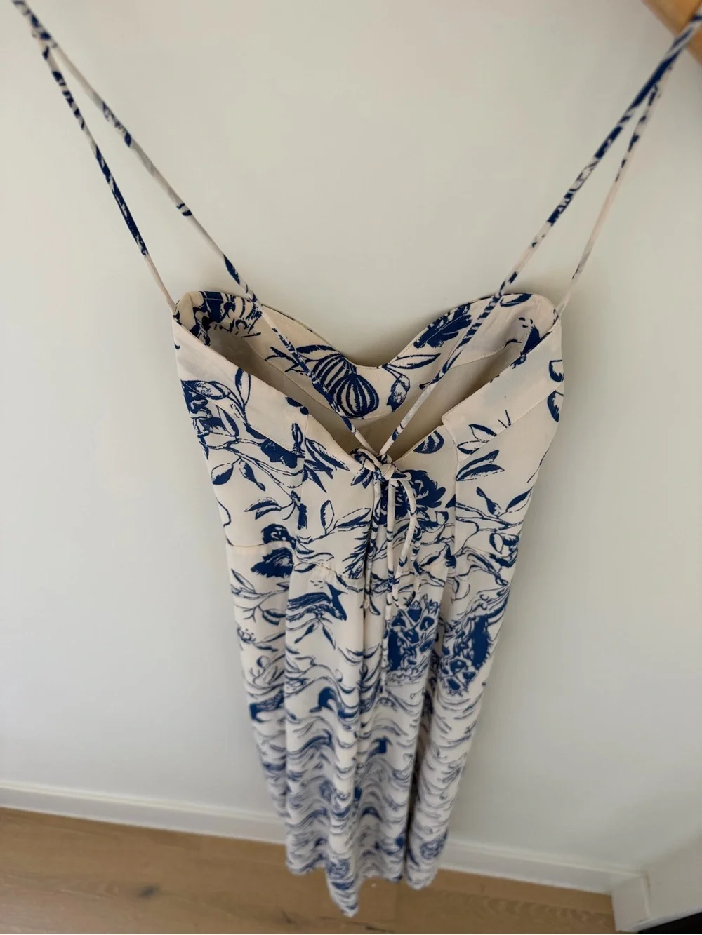 Abercrombie & Fitch Cream Maxi Slip Dress with Navy Floral Print